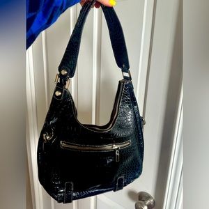 Y2k Guess black croco purse with silver metal details